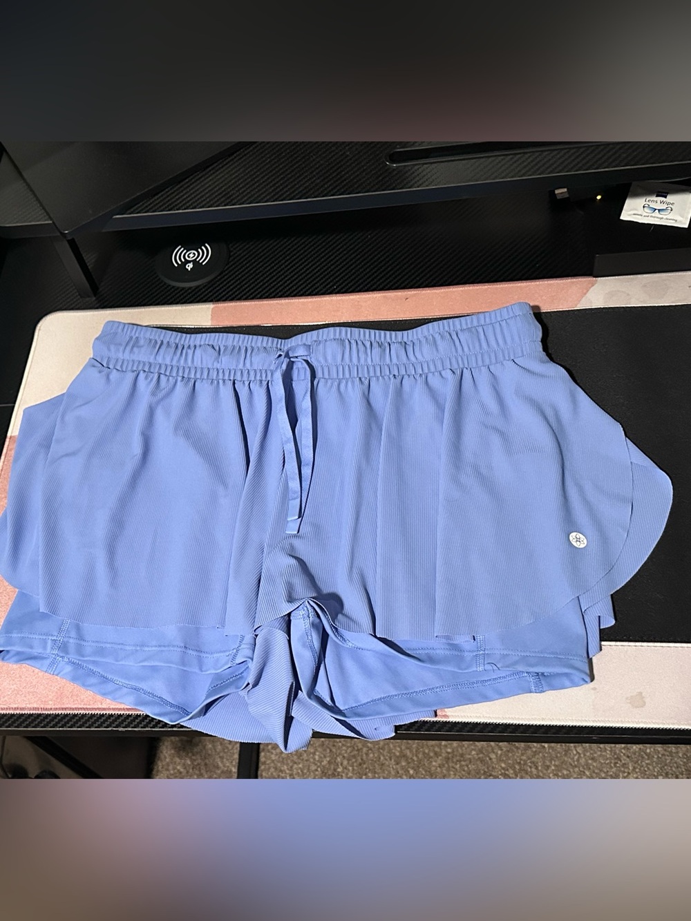 Women’s Blue Athletic Running Shorts Medium High Rise Workout Activewear